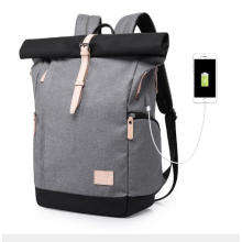 2019 New Models Nylon Men Bags Roll Top Charging USB  Anti-theft Backpack Laptop Waterproof